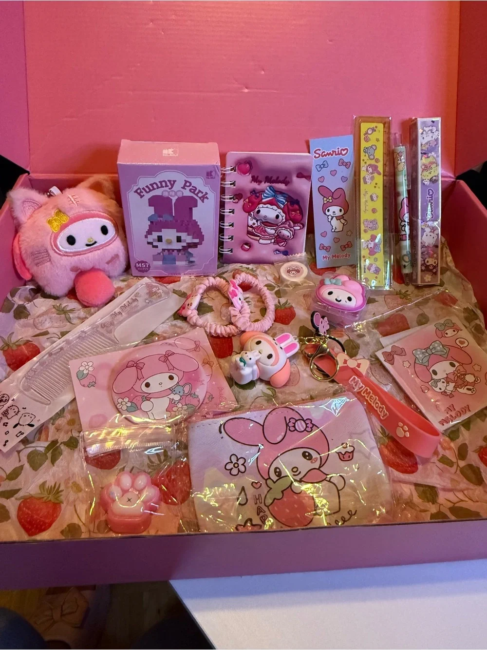 Sanrio My Melody Pink Accessory Collection Plush & Stationery Mystery Box 1scoop
